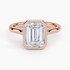 Bezel solitaire engagement ring setting in 14K rose gold, top view