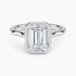Bezel solitaire engagement ring setting in 14K white gold, top view