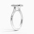 Bezel solitaire engagement ring setting in 14K white gold, angled side view