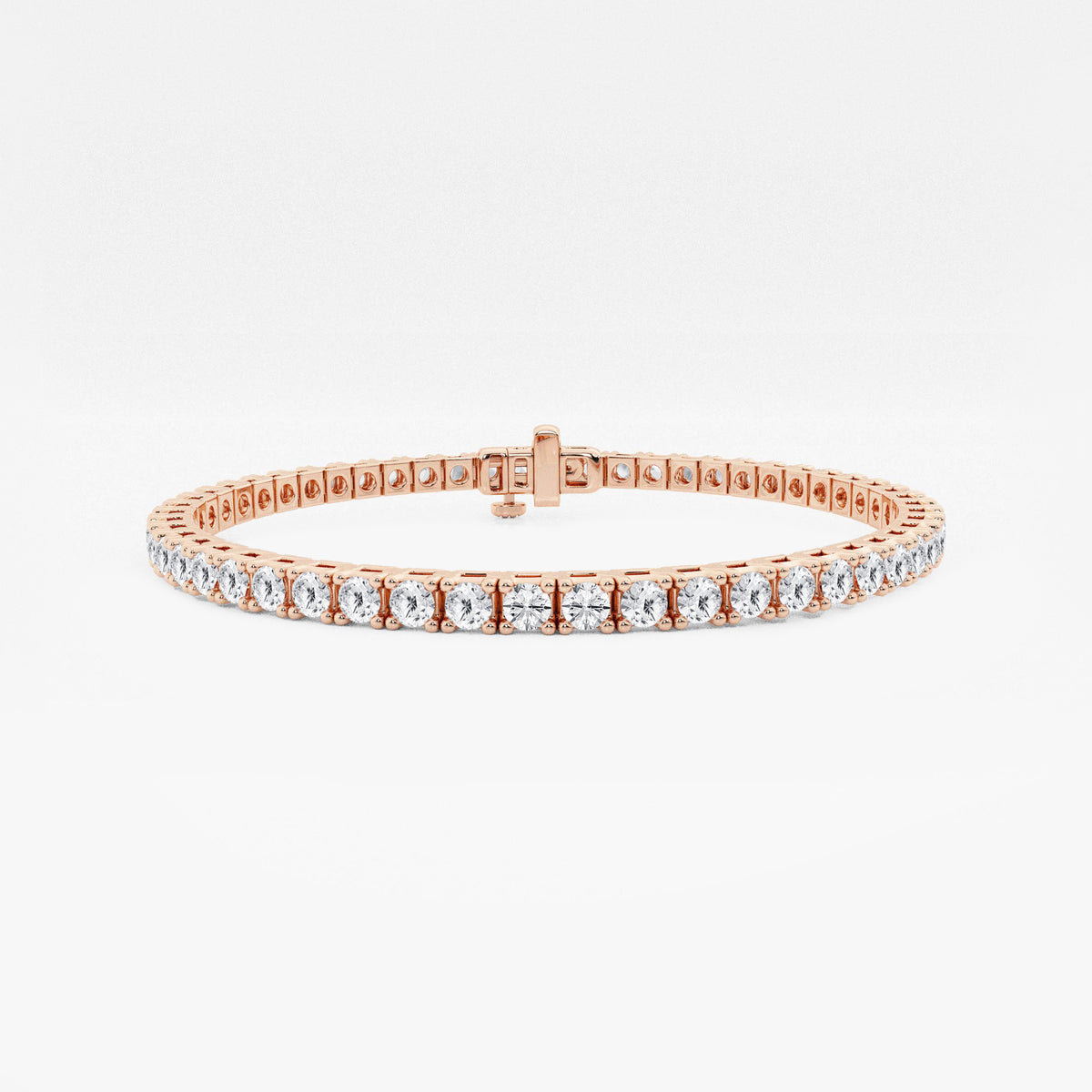 Classic four-prong lab-grown diamond tennis bracelet in 14K rose gold