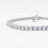 Close-up of four-prong settings and box clasp, 14K white gold tennis bracelet