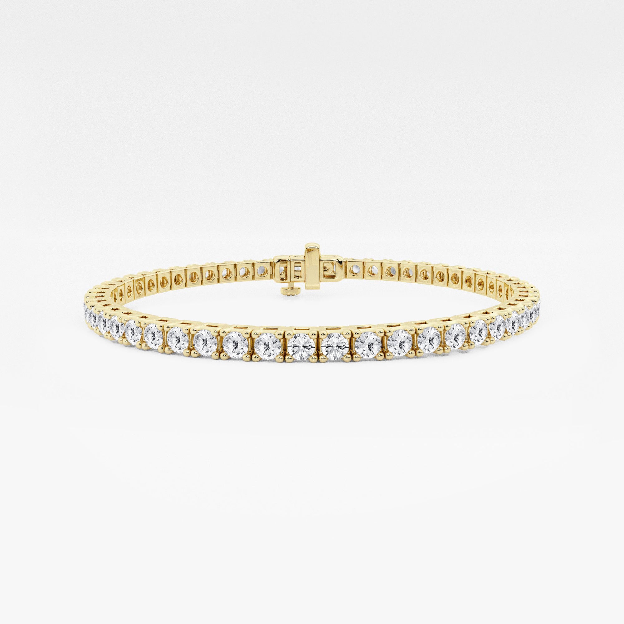 Classic four-prong lab-grown diamond tennis bracelet in 14K yellow gold