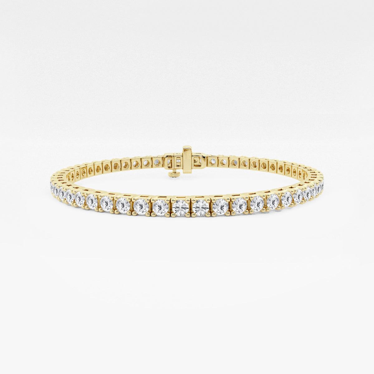 Classic four-prong lab-grown diamond tennis bracelet in 14K yellow gold