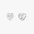 Pair of white gold lab-grown diamond heart stud earrings featuring romantic heart diamond in prong mount, front view, radiant minimalist luxury jewelry