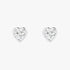 Pair of white gold lab-grown diamond heart stud earrings with single heart-shaped diamond in classic setting, front view, sophisticated timeless jewelry