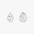 Pair of white gold lab-grown diamond pear stud earrings featuring pointed pear diamond in prong mount, front view, radiant minimalist luxury jewelry