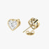 Front and angled views of yellow gold lab-grown diamond solitaire heart earrings with brilliant romantic cut, premium ethical luxury jewelry