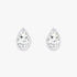 Pair of white gold lab-grown diamond pear stud earrings with single elongated pear-shaped diamond in classic setting, front view, sophisticated timeless jewelry