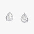 Angled perspective of white gold lab-grown diamond pear earrings with sparkling teardrop pear cut stone, pair displayed, elegant bridal diamond studs