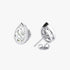 Front and back perspectives of white gold lab-grown diamond pear solitaire earrings with elegant teardrop brilliant cut, ethical fine diamond jewelry