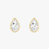 Pair of yellow gold lab-grown diamond pear stud earrings with single teardrop pear-cut diamond in elegant prong setting, front view, luxury solitaire diamond jewelry