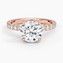 Pavé engagement ring setting in 14K rose gold, top view