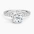 Pavé engagement ring setting in 14K white gold, top view
