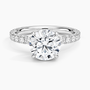 Pavé engagement ring setting in 14K white gold, top view