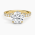 Pavé engagement ring setting in 14K yellow gold, top view