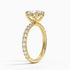 Pavé engagement ring setting in 14K yellow gold, angled side view