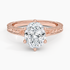 Pavé engagement ring setting in 14K rose gold, top view