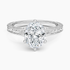 Pavé engagement ring setting in 14K white gold, top view