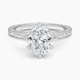 Pavé engagement ring setting in 14K white gold, top view