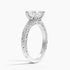 Pavé engagement ring setting in 14K white gold, angled side view