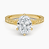 Pavé engagement ring setting in 14K yellow gold, top view