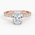 Pavé engagement ring setting in 14K rose gold, top view