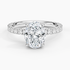 Pavé engagement ring setting in 14K white gold, top view
