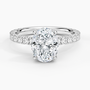 Pavé engagement ring setting in 14K white gold, top view