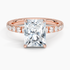 Pavé engagement ring setting in 14K rose gold, top view