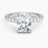 Pavé engagement ring setting in 14K white gold, top view