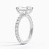 Pavé engagement ring setting in 14K white gold, angled side view