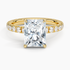 Pavé engagement ring setting in 14K yellow gold, top view
