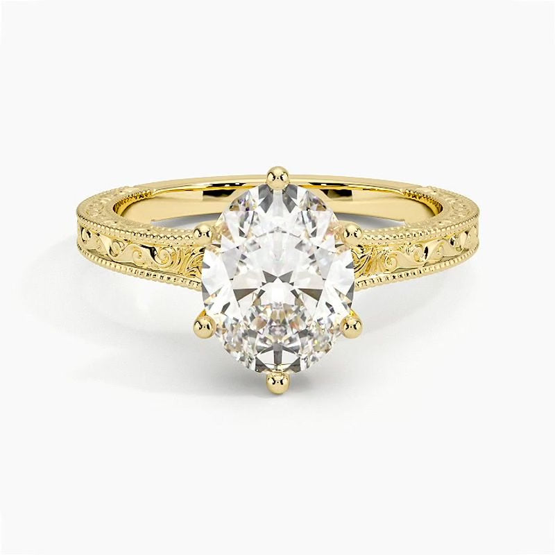 Pavé engagement ring setting in 14K yellow gold, rotating video