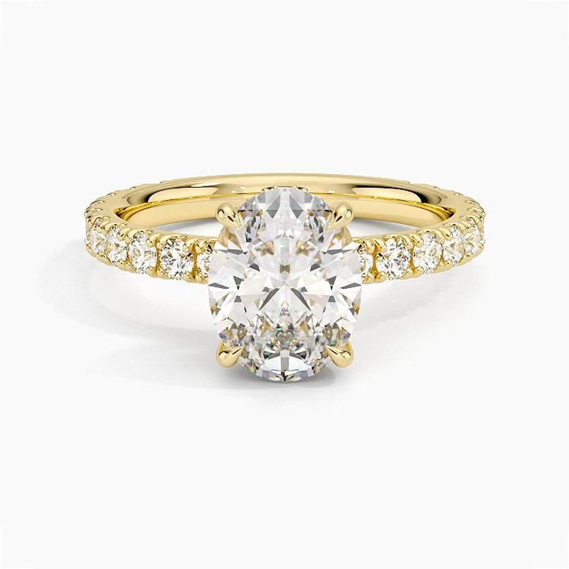 Pavé engagement ring setting in 14K yellow gold, rotating video