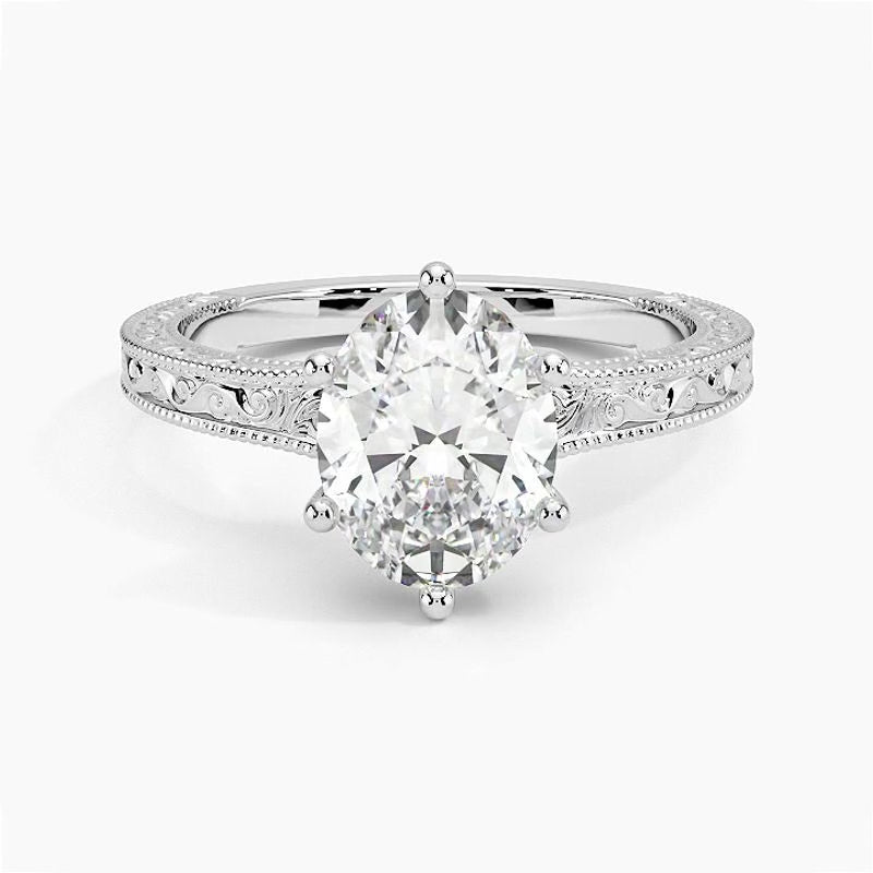 Pavé engagement ring setting in 14K white gold, rotating video