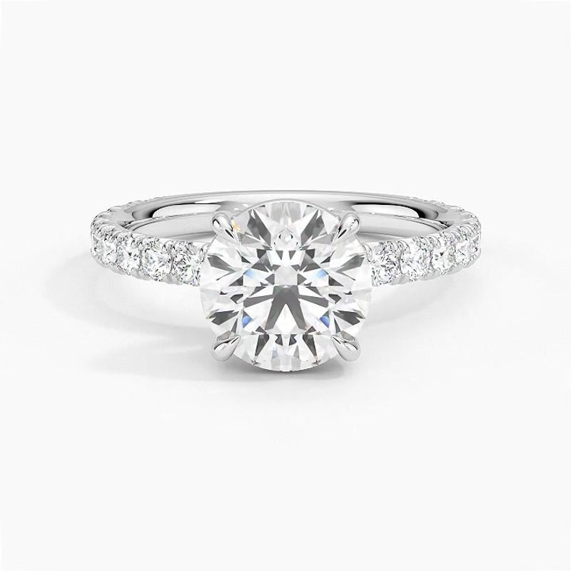 Pavé engagement ring setting in 14K white gold, rotating video