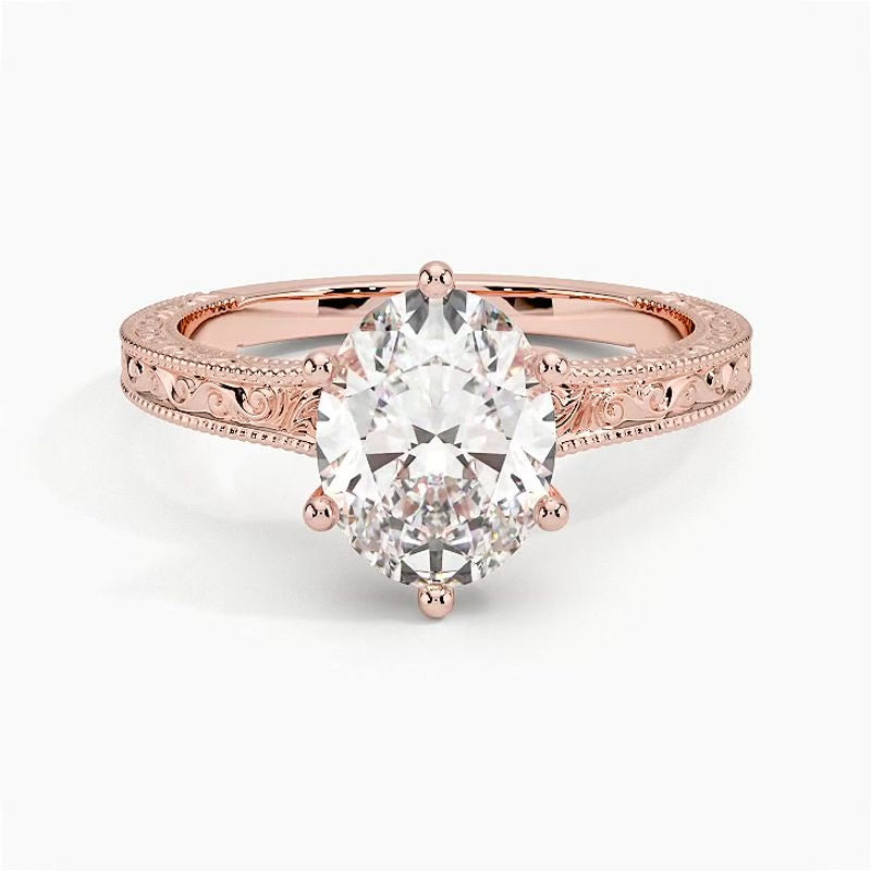 Pavé engagement ring setting in 14K rose gold, rotating video