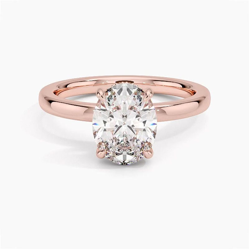 Solitaire engagement ring setting in 14K rose gold, rotating video