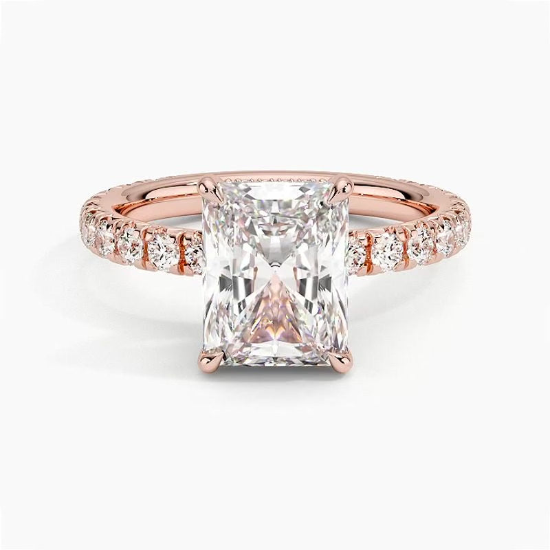 Pavé engagement ring setting in 14K rose gold, rotating video