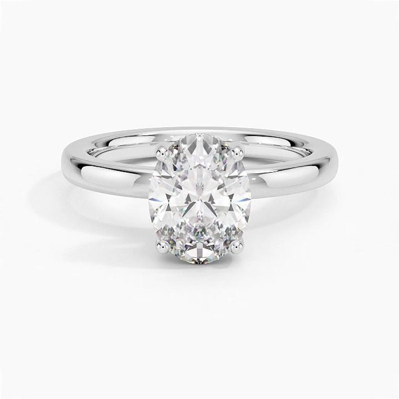 Solitaire engagement ring setting in 14K white gold, rotating video