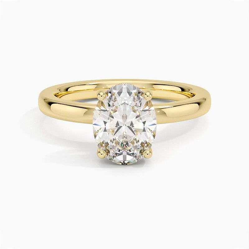 Solitaire engagement ring setting in 14K yellow gold, rotating video