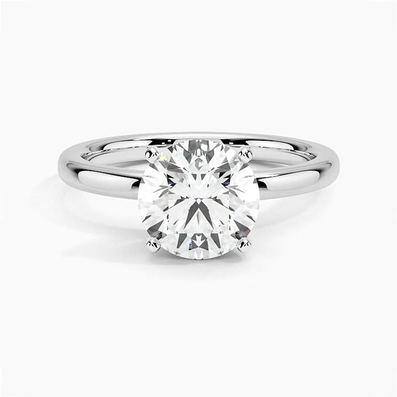 Solitaire engagement ring setting in 14K white gold, rotating video