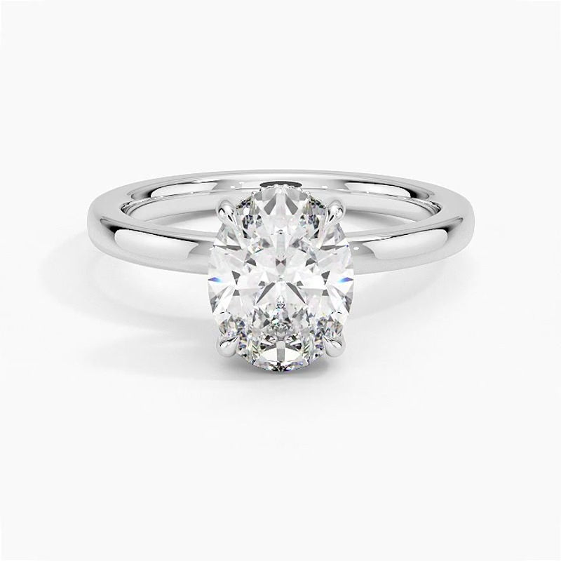 Solitaire engagement ring setting in 14K white gold, rotating video