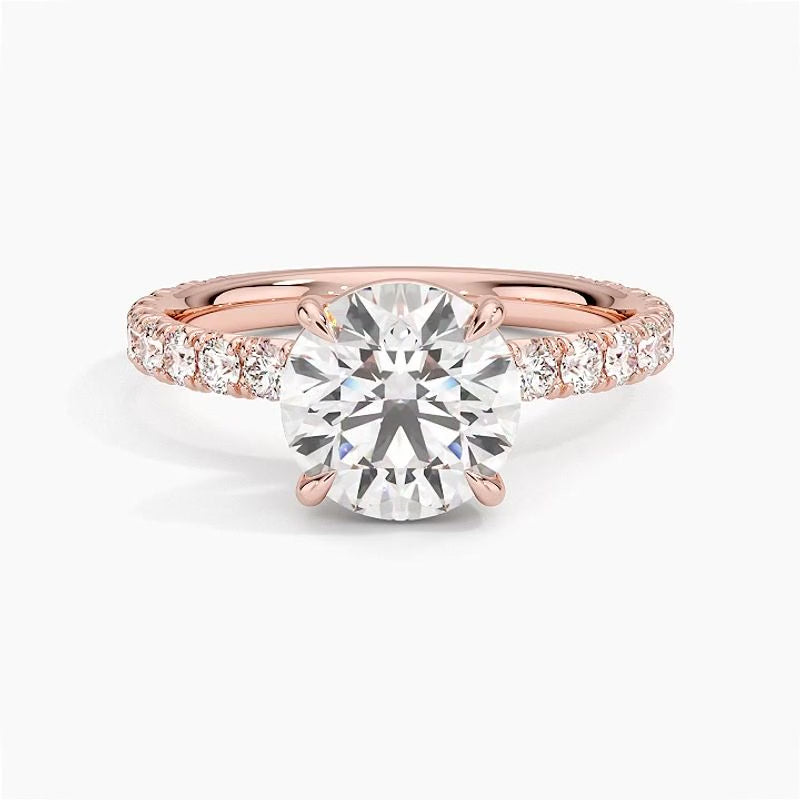 Pavé engagement ring setting in 14K rose gold, rotating video
