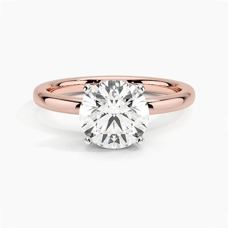 Solitaire engagement ring setting in 14K rose gold, rotating video