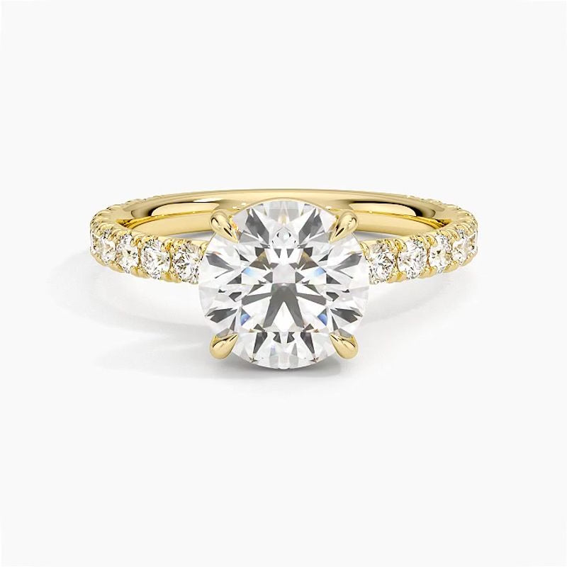 Pavé engagement ring setting in 14K yellow gold, rotating video