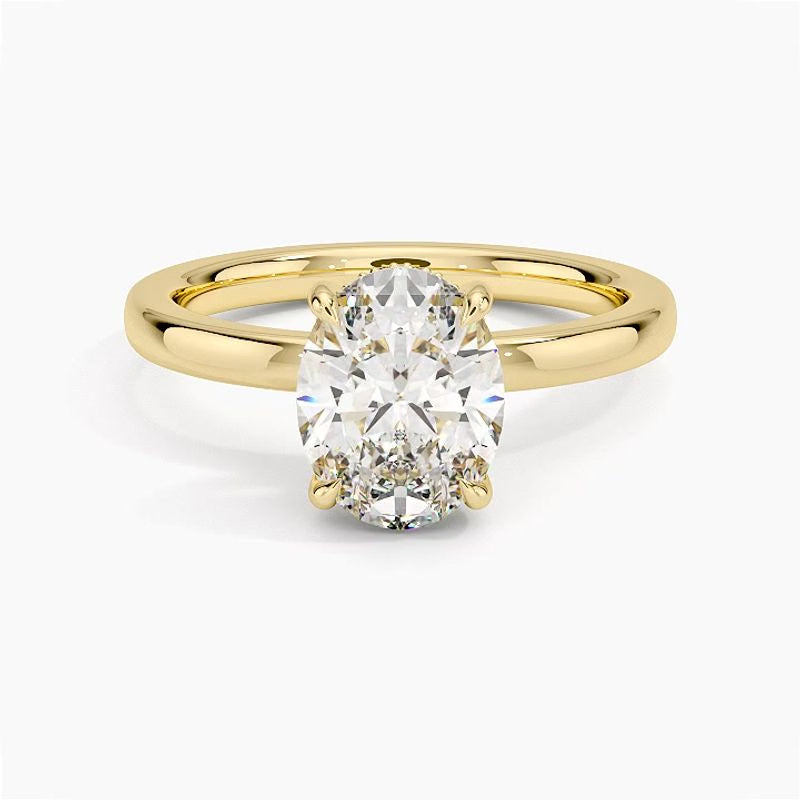 Solitaire engagement ring setting in 14K yellow gold, rotating video