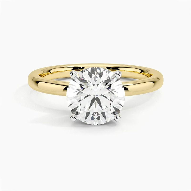 Solitaire engagement ring setting in 14K yellow gold, rotating video