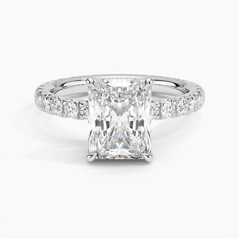 Pavé engagement ring setting in 14K white gold, rotating video