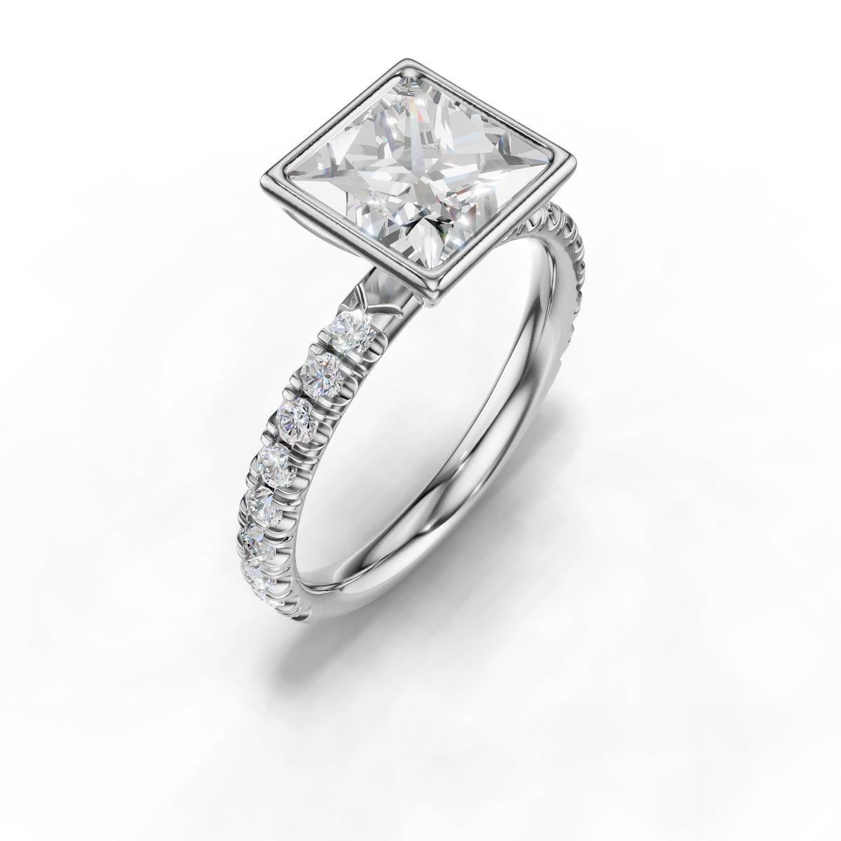 Marielle Lab Pavé Bezel Engagement Ring Setting (0.45 ct. tw.)